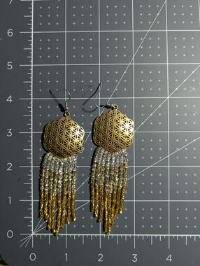 Gold Floral Filigree Tassel Drop Earrings - Women Jewelry